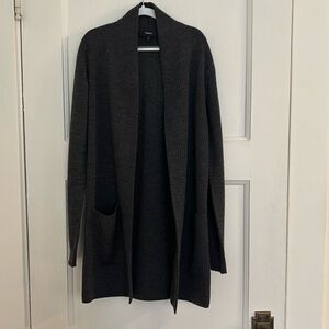 THEORY Gray Reeda R Noble Wool Blend Cardigan Sweater Top Size Petit (XS)